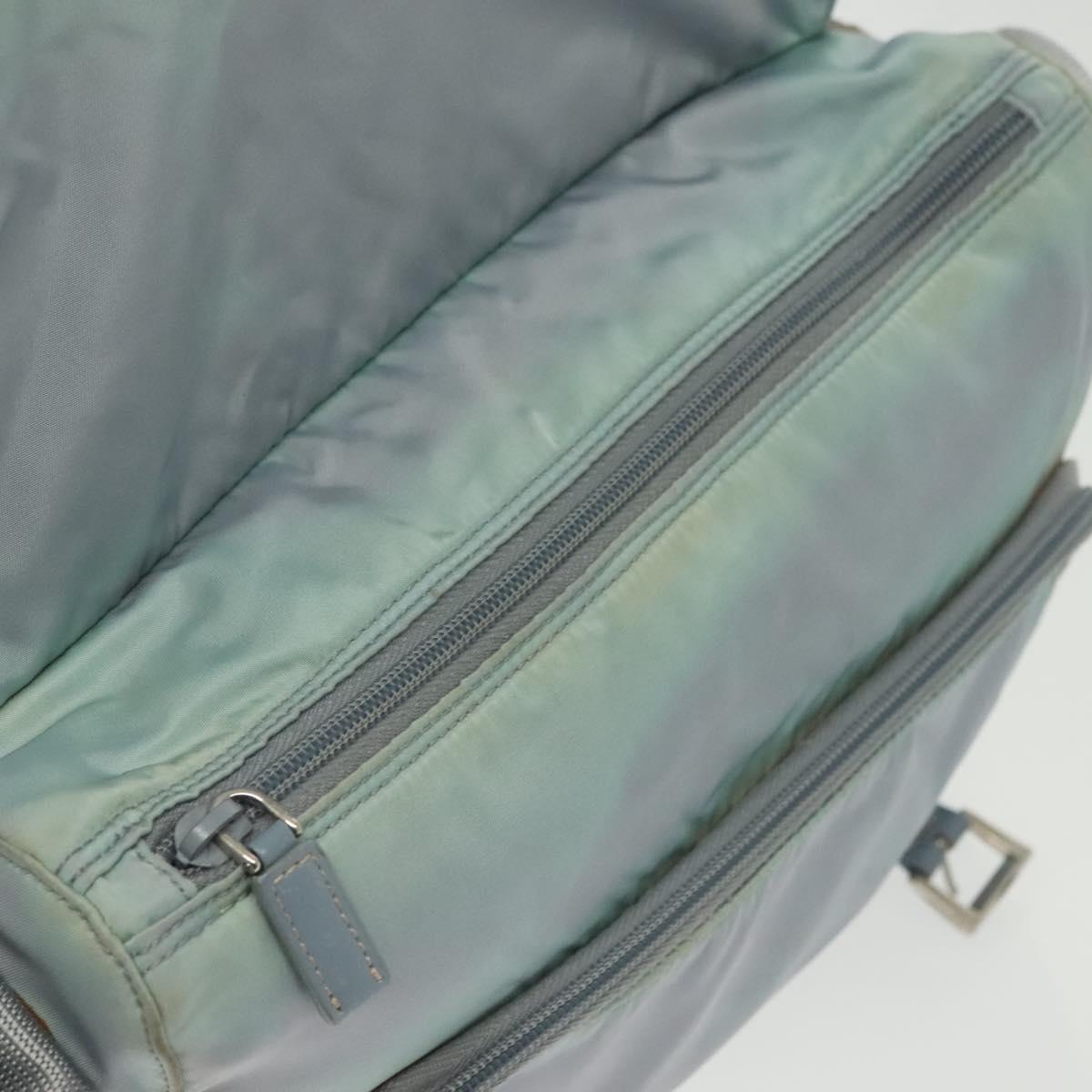 PRADA Shoulder Bag Nylon Light Blue Silver Auth ki5926