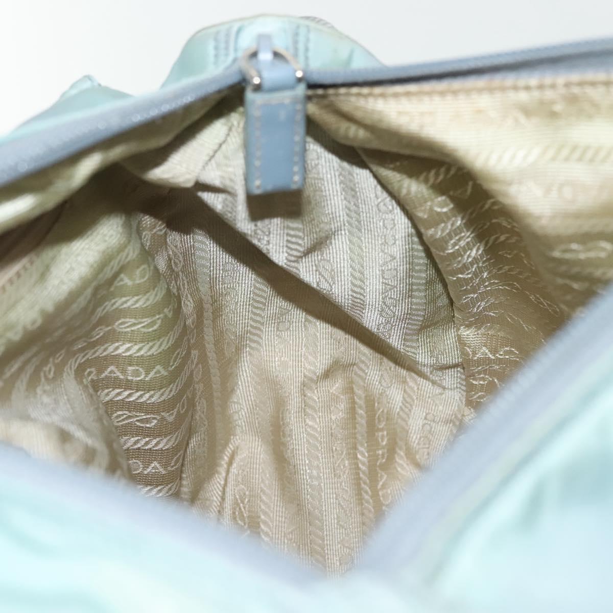 PRADA Shoulder Bag Nylon Light Blue Silver Auth ki5926