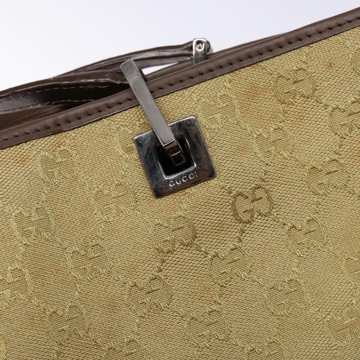 GUCCI GG Canvas Tote Bag Beige Brown Silver 31243 Auth ki5927