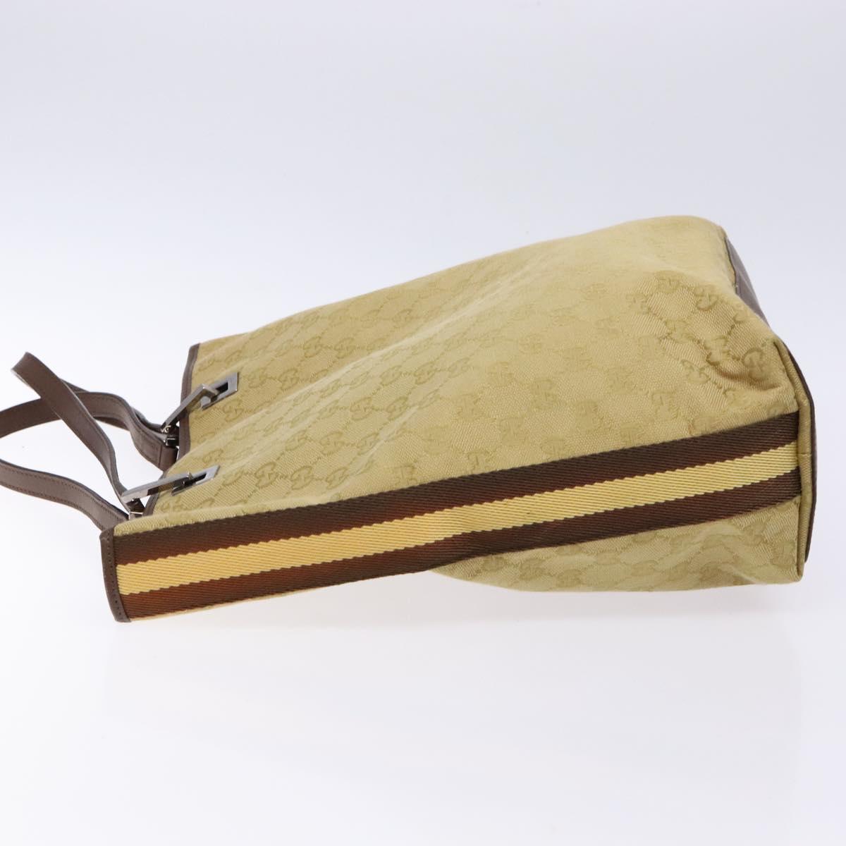 GUCCI GG Canvas Tote Bag Beige Brown Silver 31243 Auth ki5927