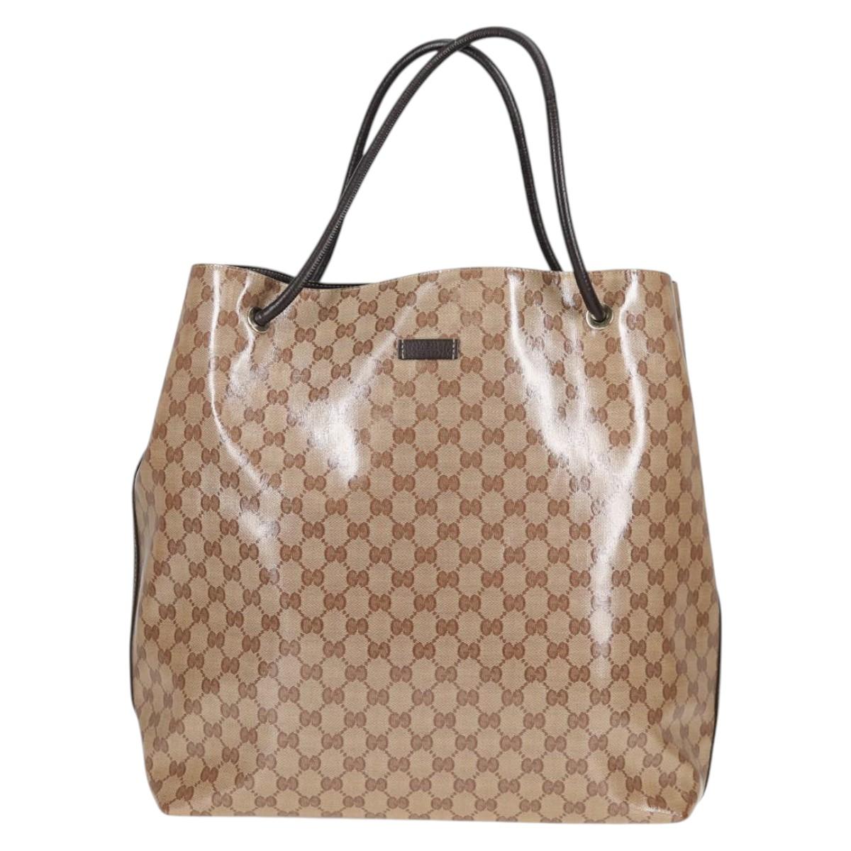 GUCCI GG Crystal Tote Bag Coated Canvas Beige 152274 Auth ki5933A