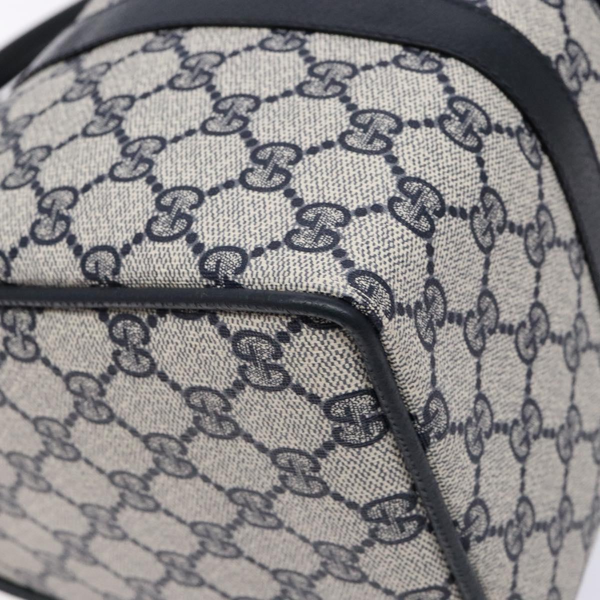GUCCI GG Supreme Sherry Line Boston Bag PVC Navy Gold Auth ki5935
