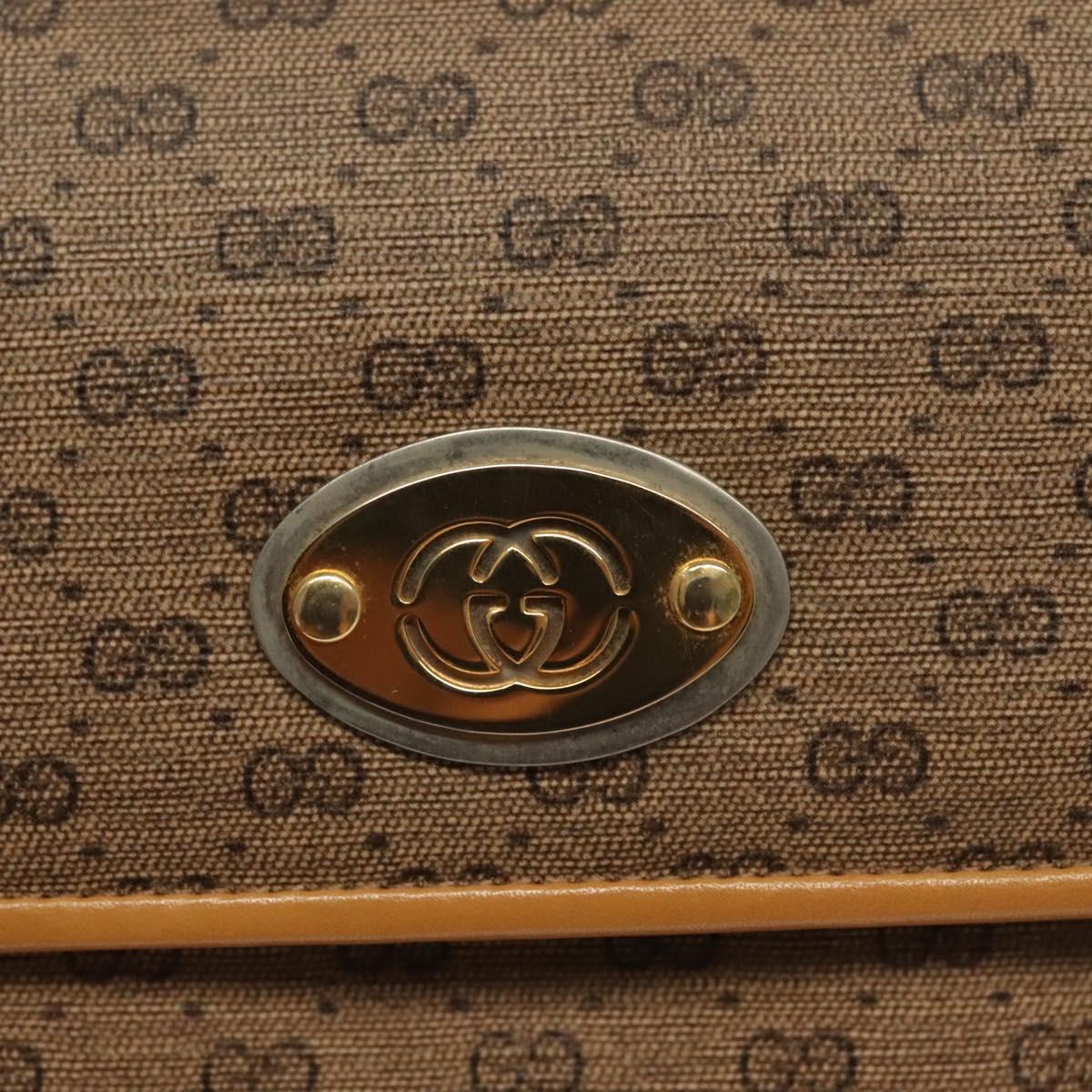 GUCCI Micro GG Supreme Hand Bag PVC Beige Gold 000 46 4857 Auth ki5941