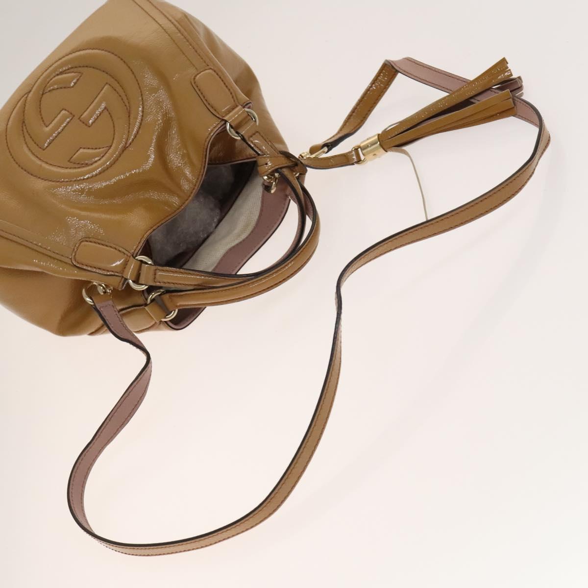 GUCCI Soho Hand Bag Enamel 2way Beige Gold 336751 Auth ki5942