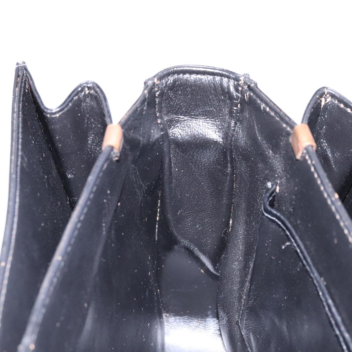 CELINE Horse Carriage Shoulder Bag Leather Black Gold Auth ki5948