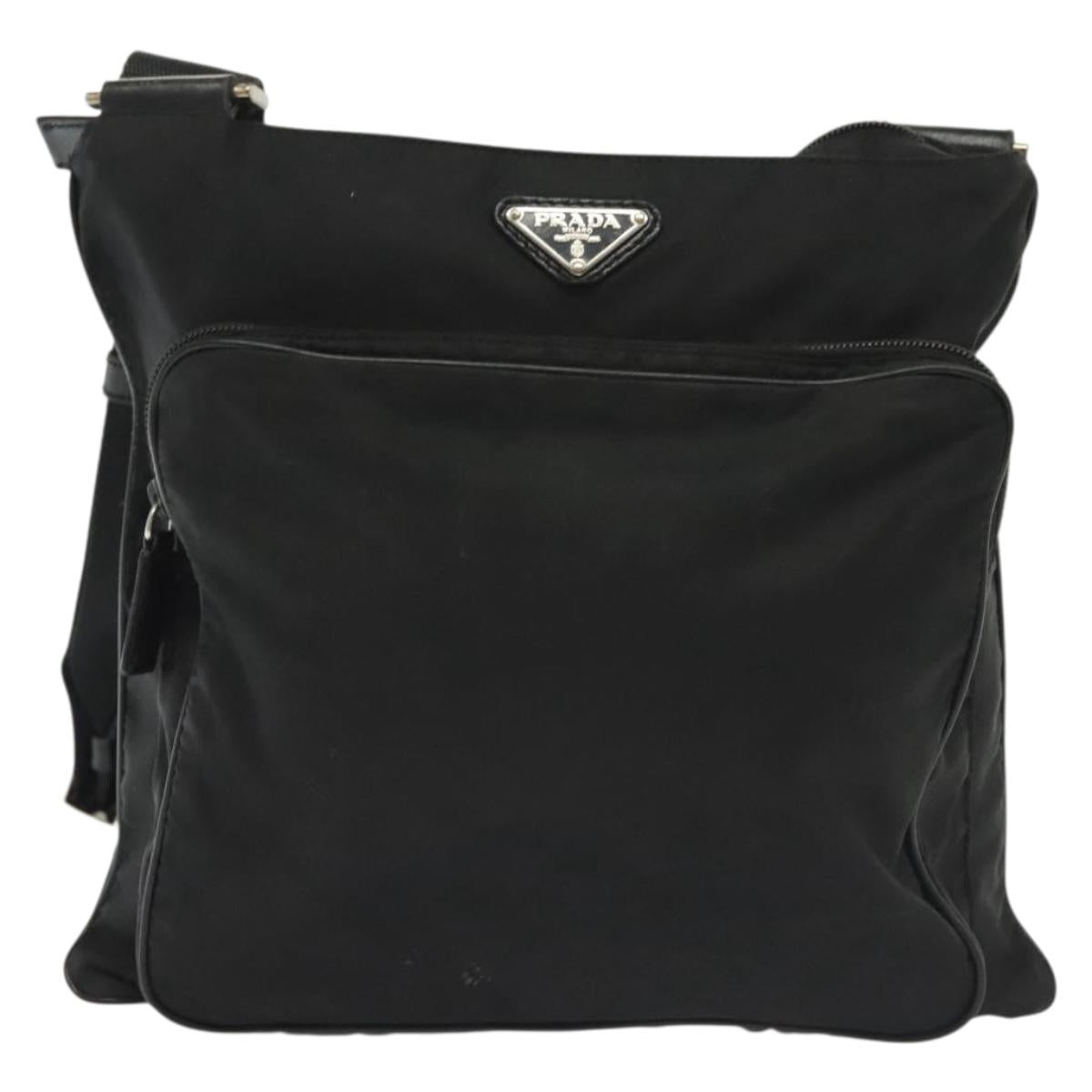 PRADA Shoulder Bag Nylon Black Silver Auth ki5954