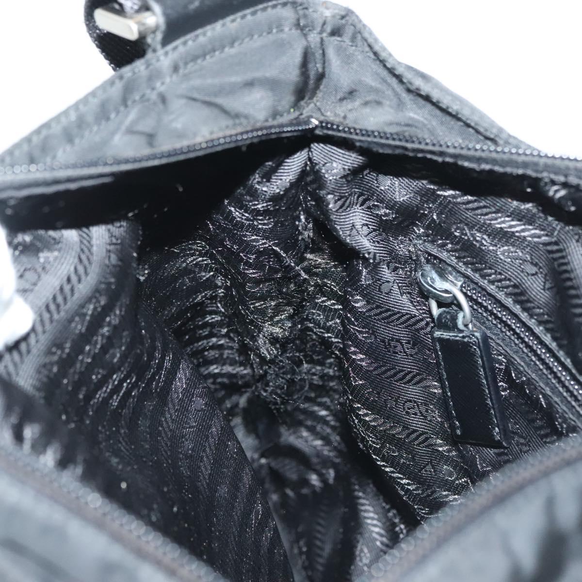 PRADA Shoulder Bag Nylon Black Silver Auth ki5954