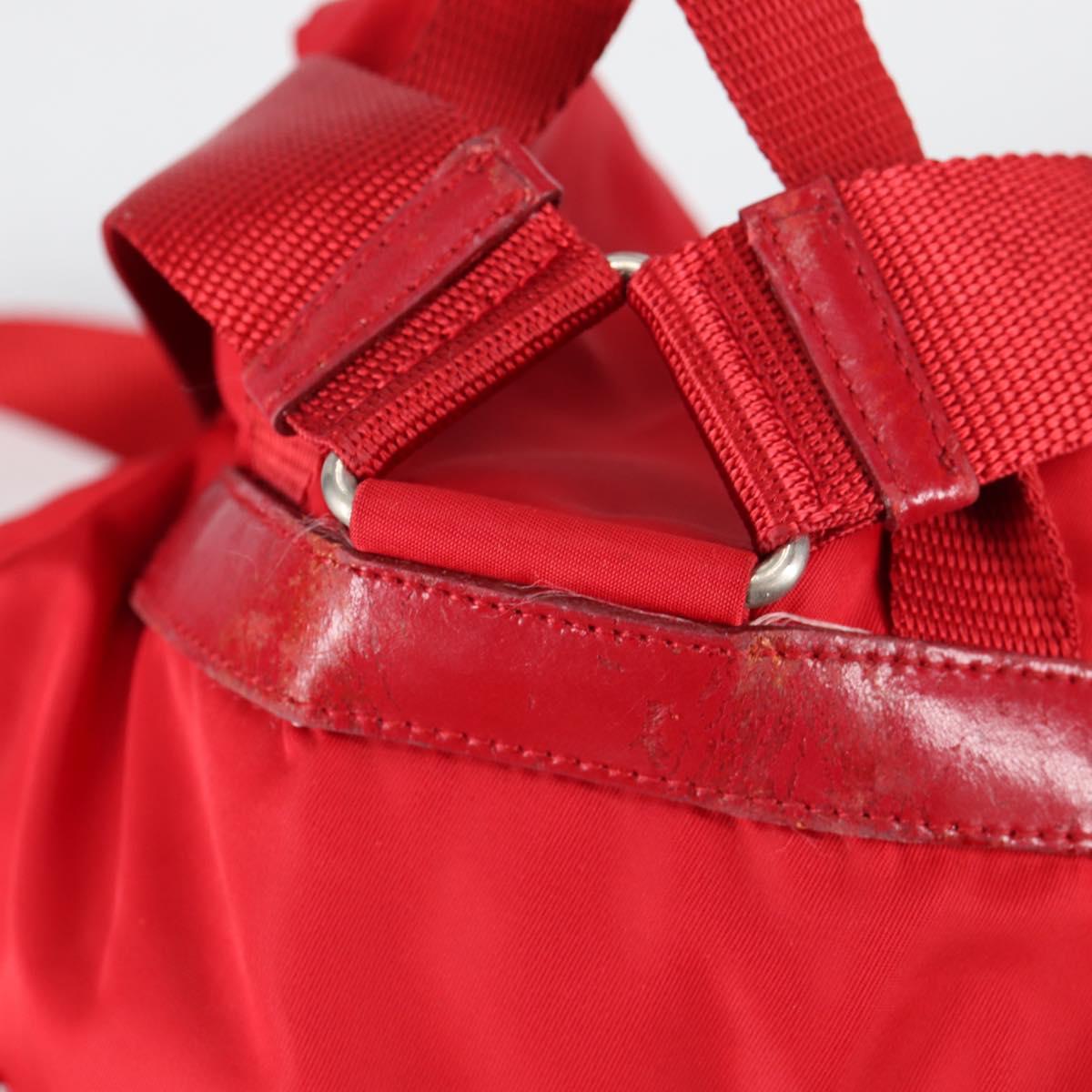 PRADA Backpack Nylon Silver Red Auth ki5955