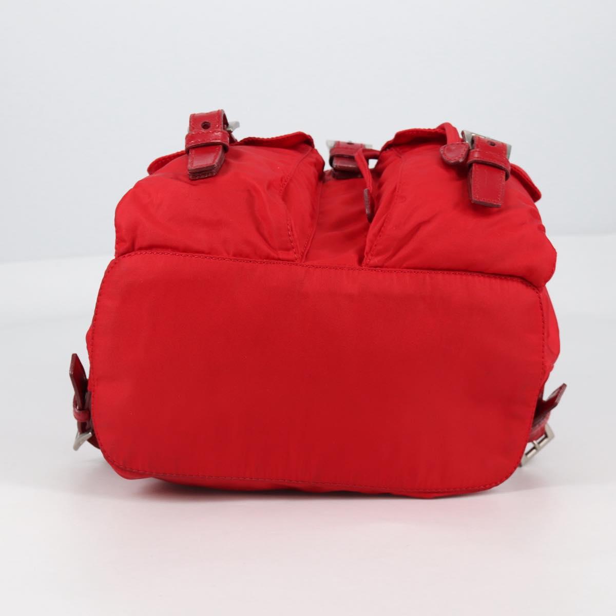 PRADA Backpack Nylon Silver Red Auth ki5955
