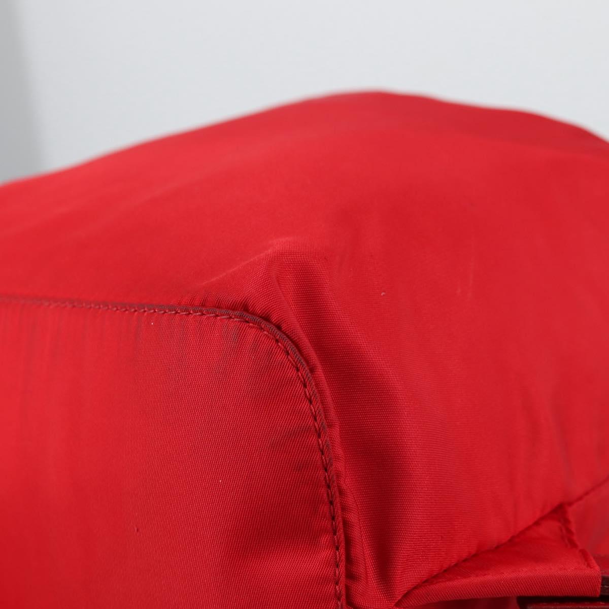 PRADA Backpack Nylon Silver Red Auth ki5955