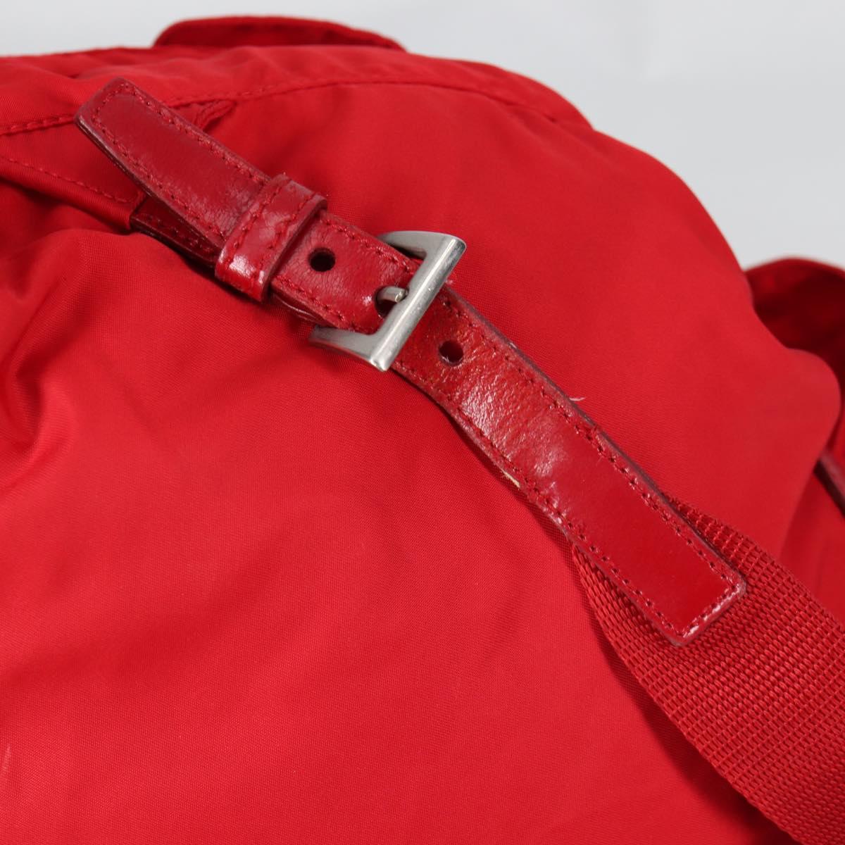 PRADA Backpack Nylon Silver Red Auth ki5955