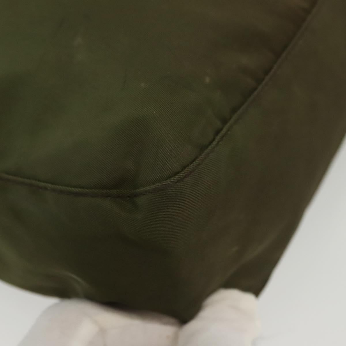 PRADA Shoulder Bag Nylon Khaki Silver Auth ki5956