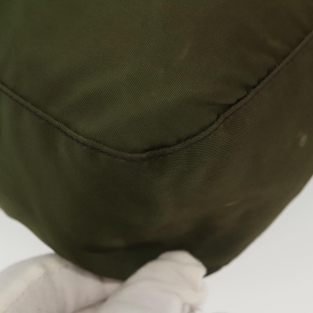 PRADA Shoulder Bag Nylon Khaki Silver Auth ki5956