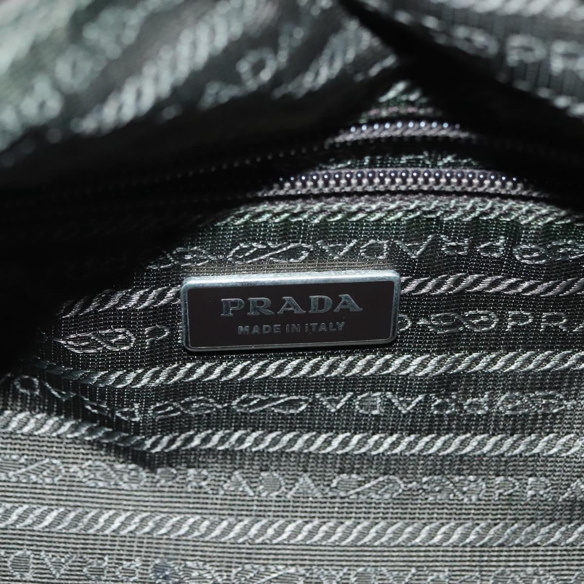 PRADA Shoulder Bag Nylon Khaki Silver Auth ki5956