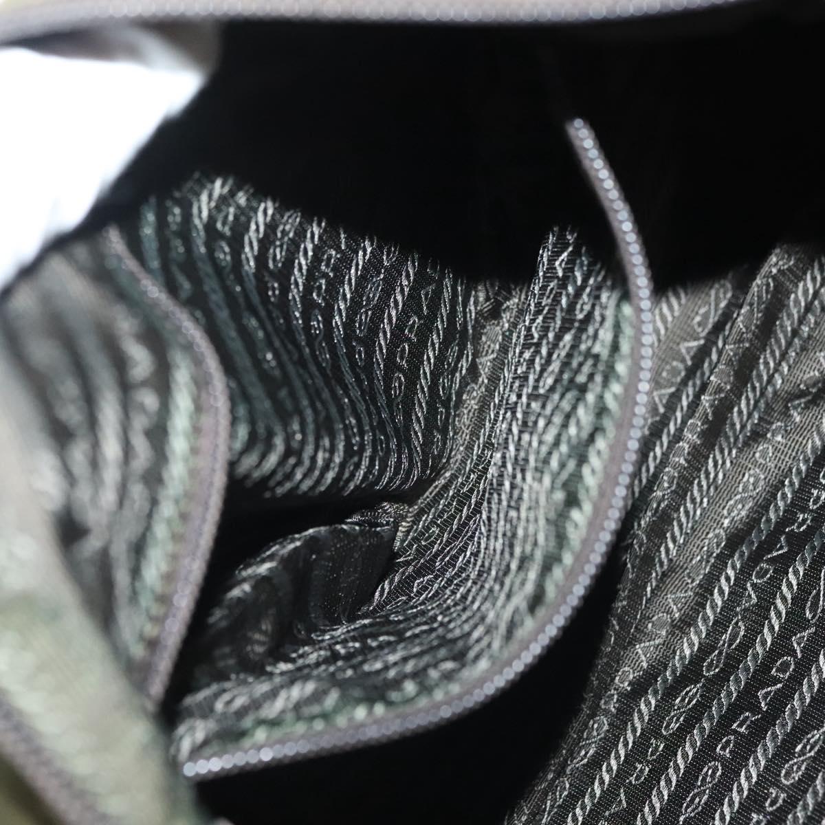 PRADA Shoulder Bag Nylon Khaki Silver Auth ki5956