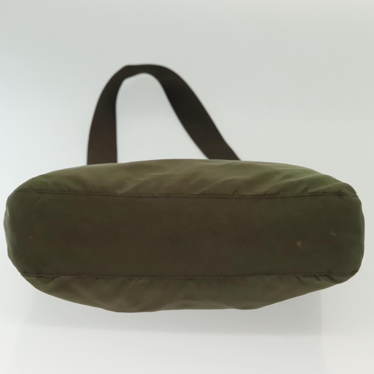 PRADA Shoulder Bag Nylon Khaki Silver Auth ki5956