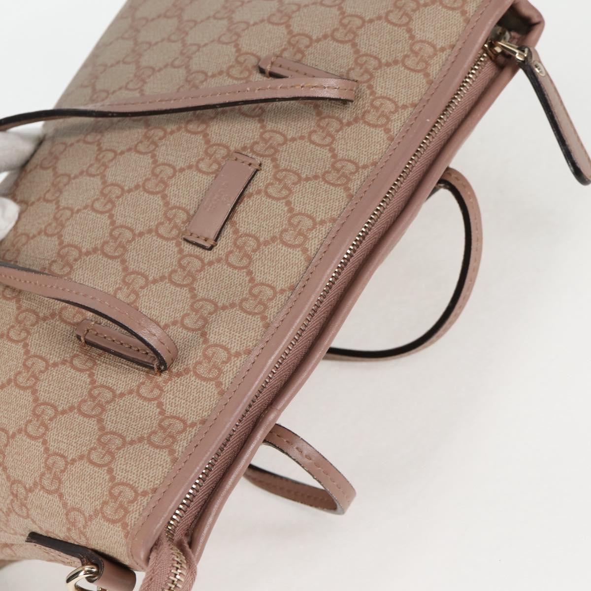 GUCCI GG Supreme Hand Bag PVC 2way Pink Gold 353440 Auth ki5957