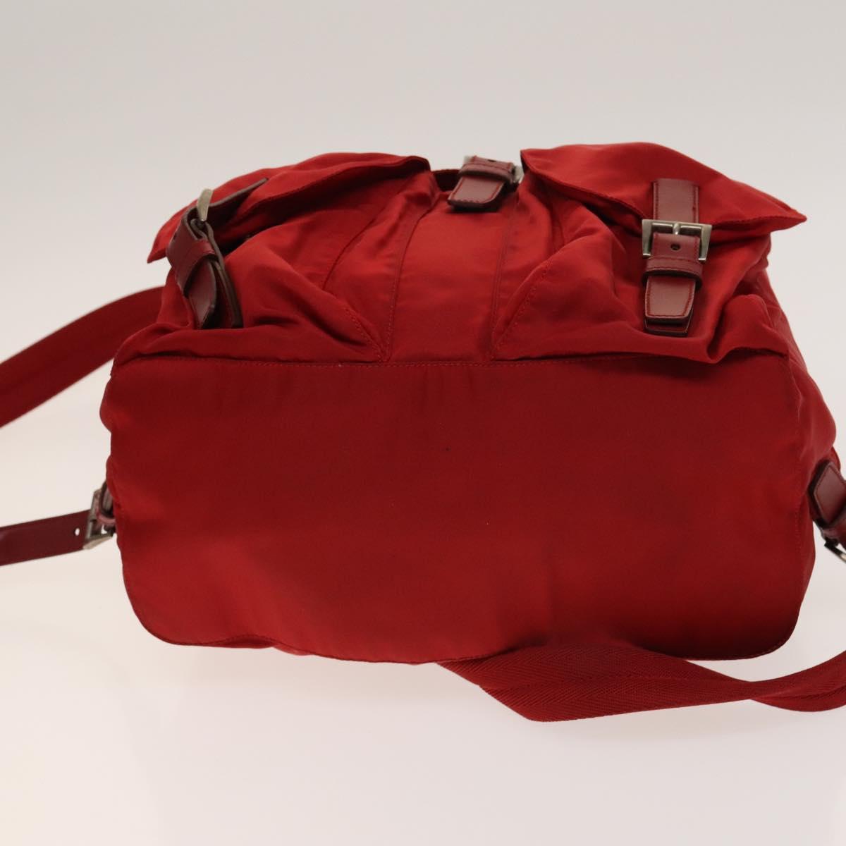 PRADA Backpack Nylon Silver Red Auth ki5962