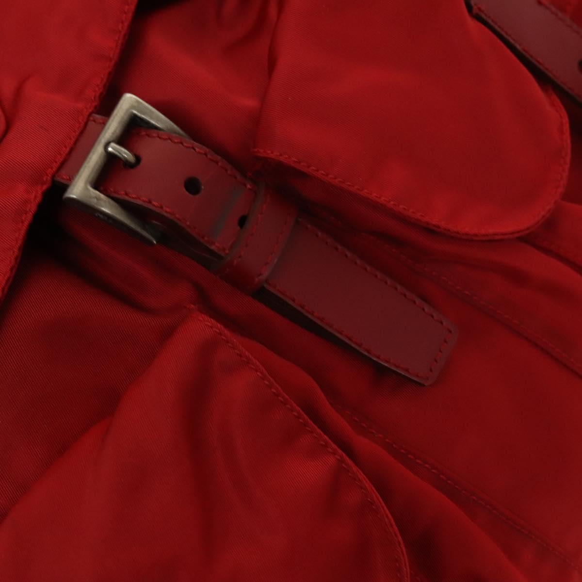 PRADA Backpack Nylon Silver Red Auth ki5962