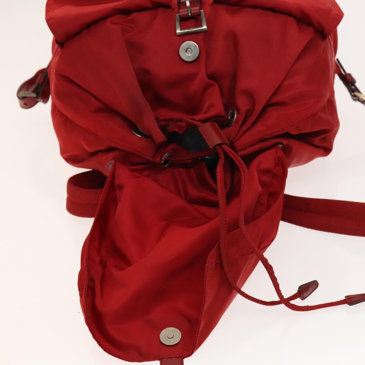 PRADA Backpack Nylon Silver Red Auth ki5962
