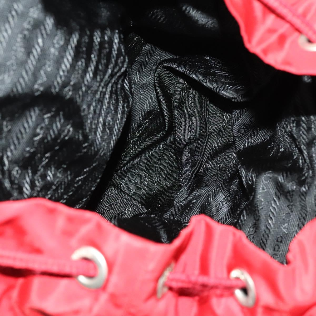 PRADA Backpack Nylon Silver Red Auth ki5962
