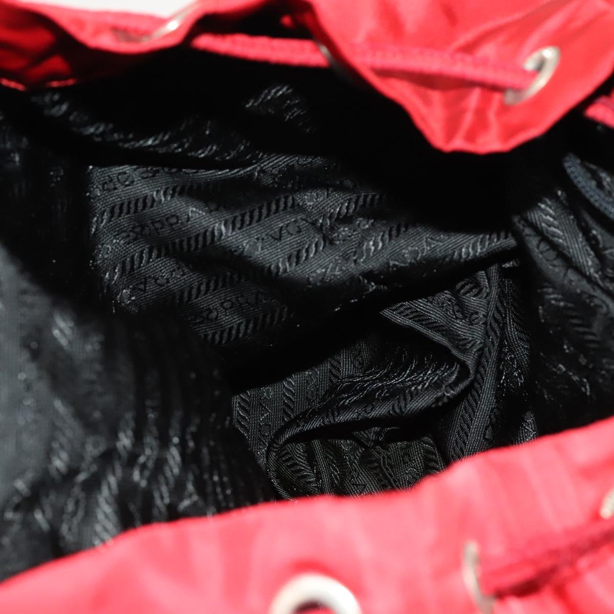 PRADA Backpack Nylon Silver Red Auth ki5962