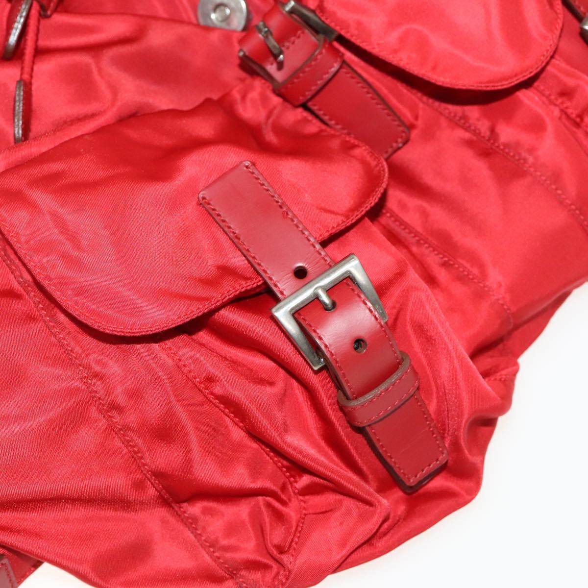 PRADA Backpack Nylon Silver Red Auth ki5962