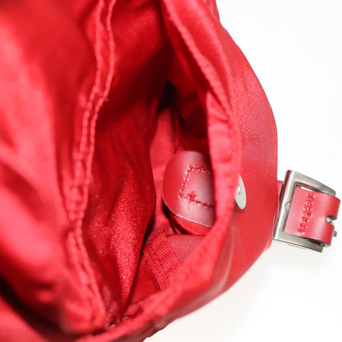 PRADA Backpack Nylon Silver Red Auth ki5962