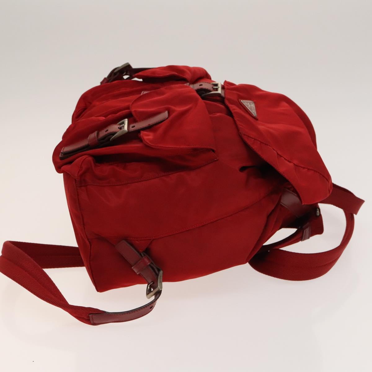 PRADA Backpack Nylon Silver Red Auth ki5962