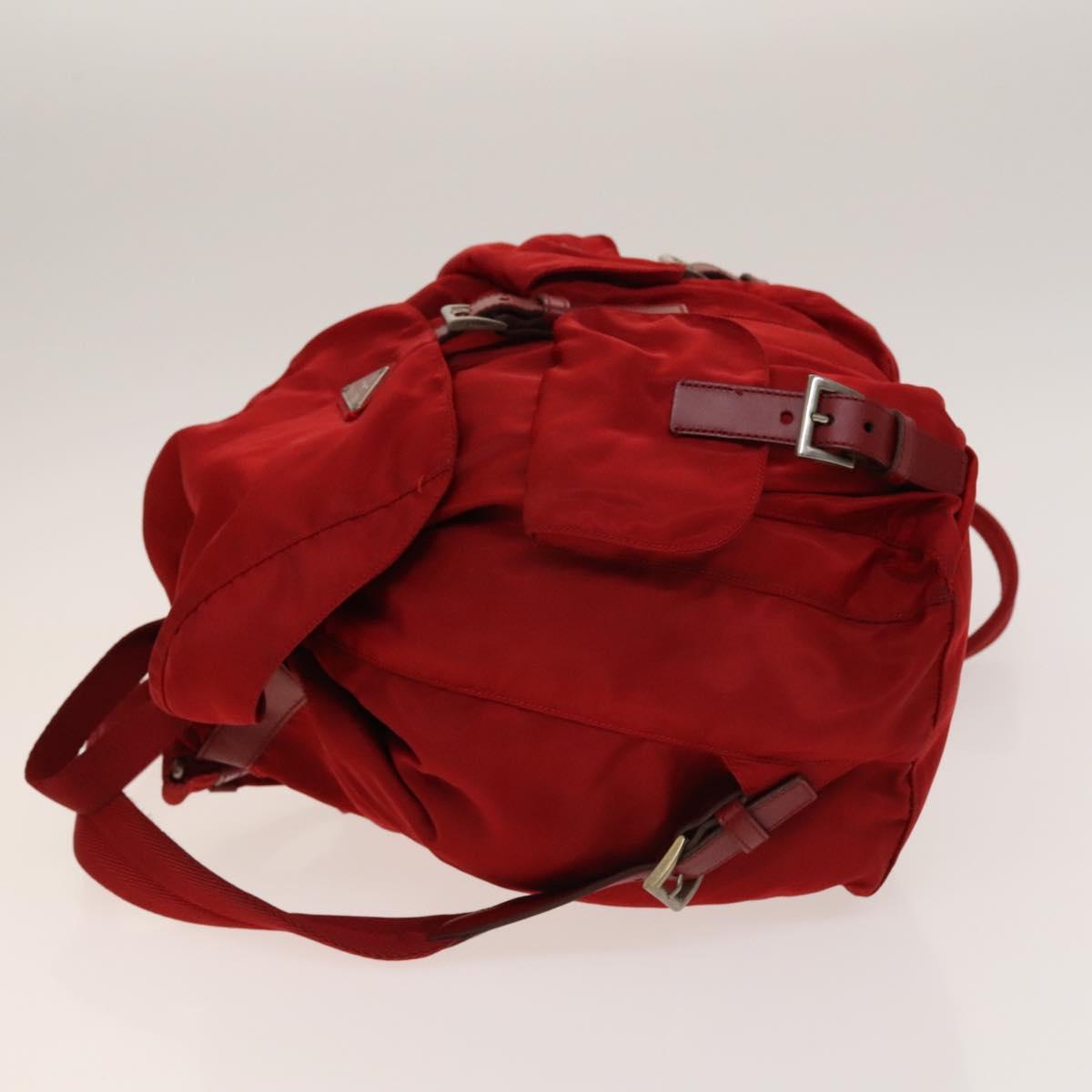 PRADA Backpack Nylon Silver Red Auth ki5962