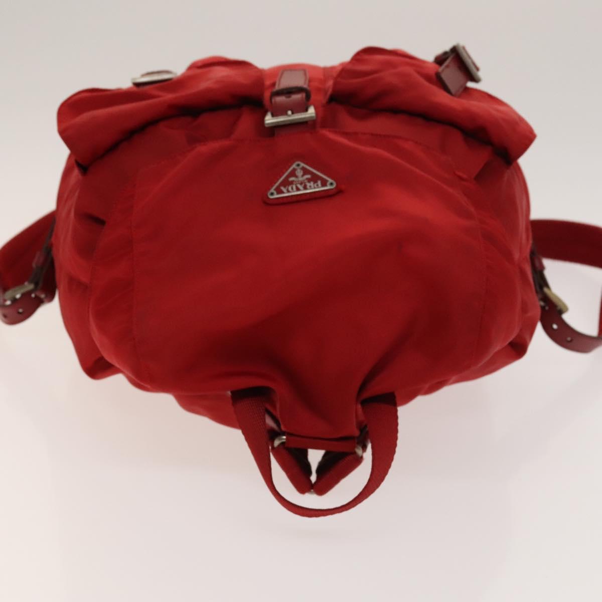 PRADA Backpack Nylon Silver Red Auth ki5962