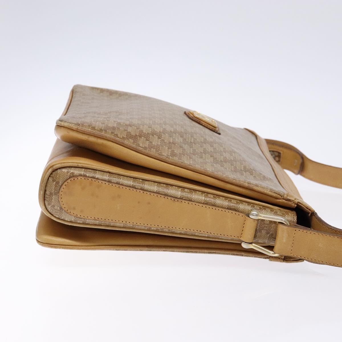 CELINE Macadam Canvas Shoulder Bag Beige Gold Auth ki5971