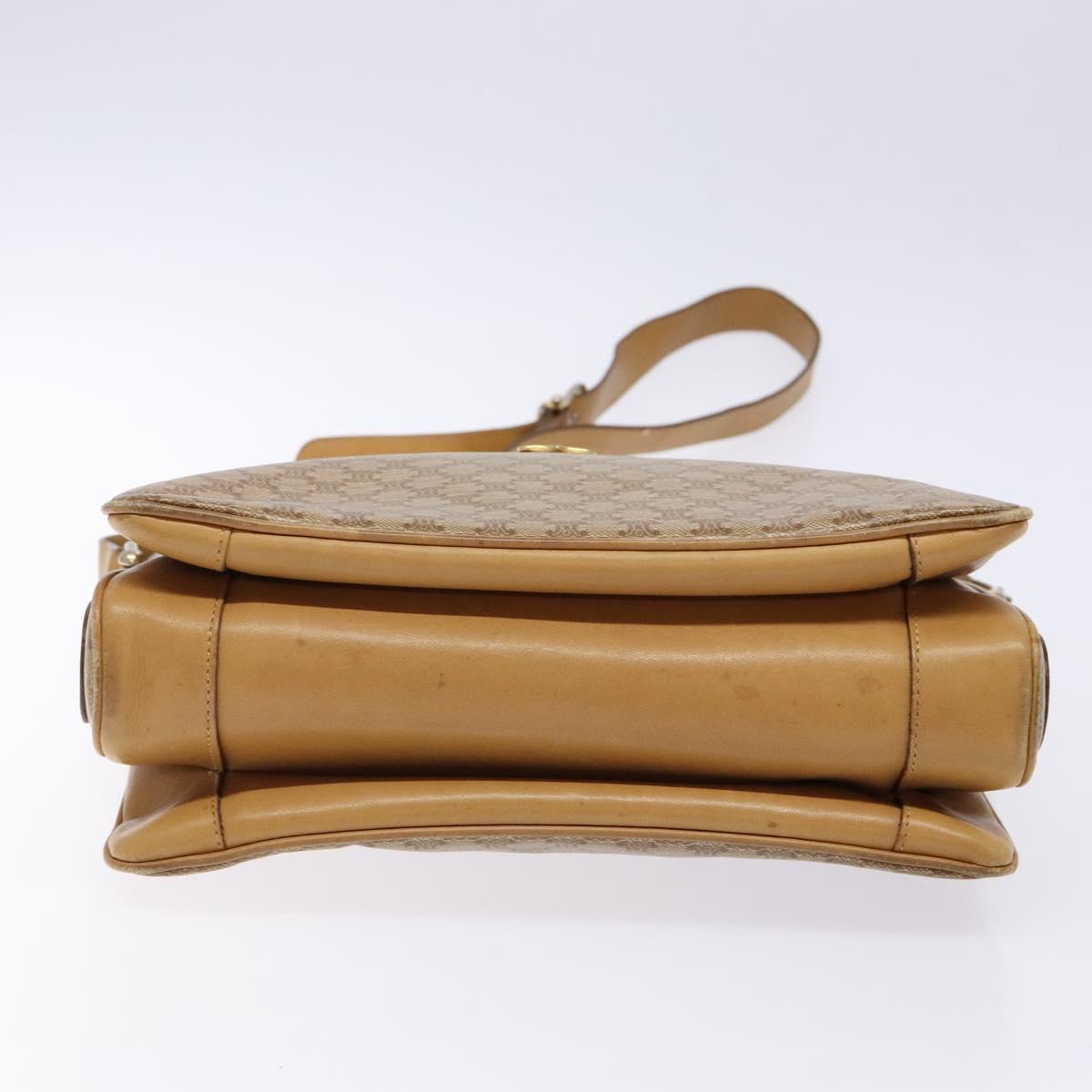 CELINE Macadam Canvas Shoulder Bag Beige Gold Auth ki5971
