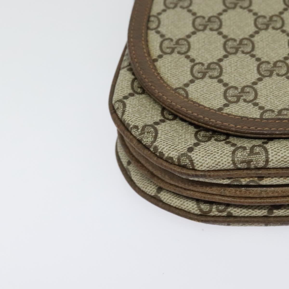 GUCCI GG Supreme Shoulder Bag PVC Beige Gold Auth ki5972