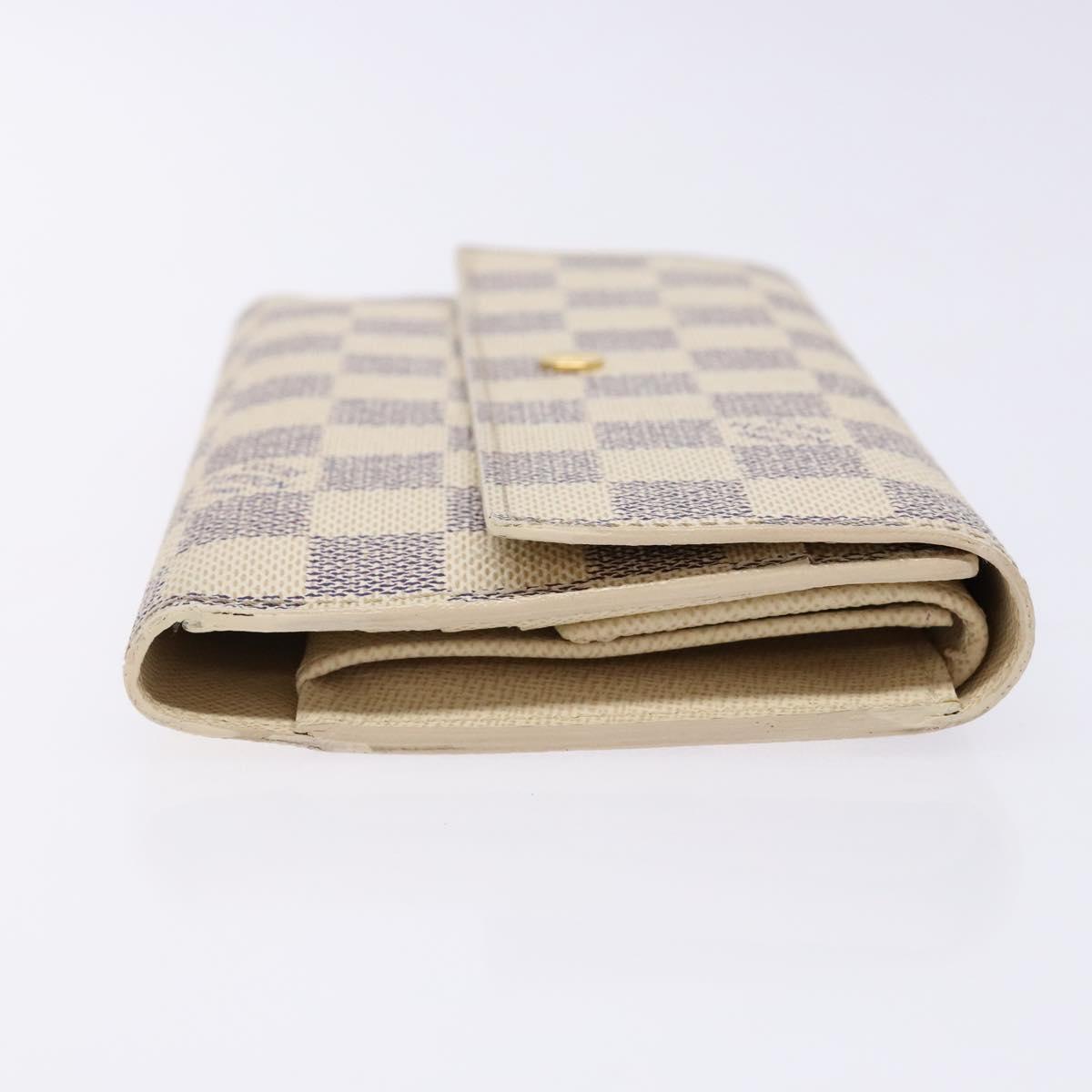 LOUIS VUITTON Damier Azur Porte Tresor International Wallet M61215 Auth ki5974