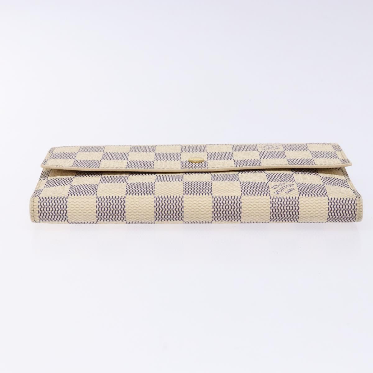 LOUIS VUITTON Damier Azur Porte Tresor International Wallet M61215 Auth ki5974