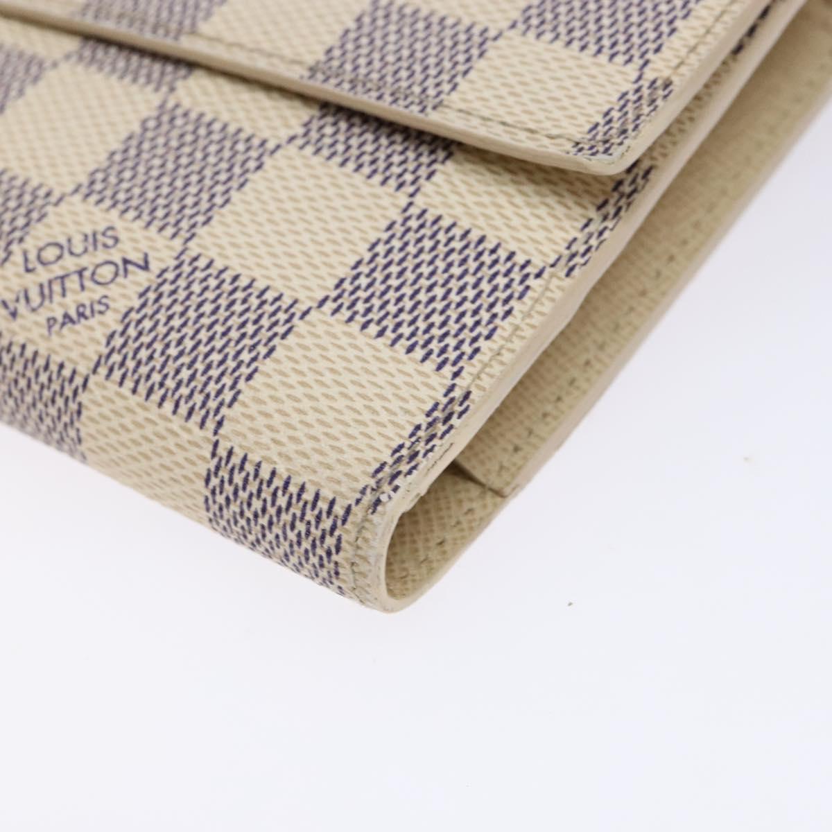 LOUIS VUITTON Damier Azur Porte Tresor International Wallet M61215 Auth ki5974
