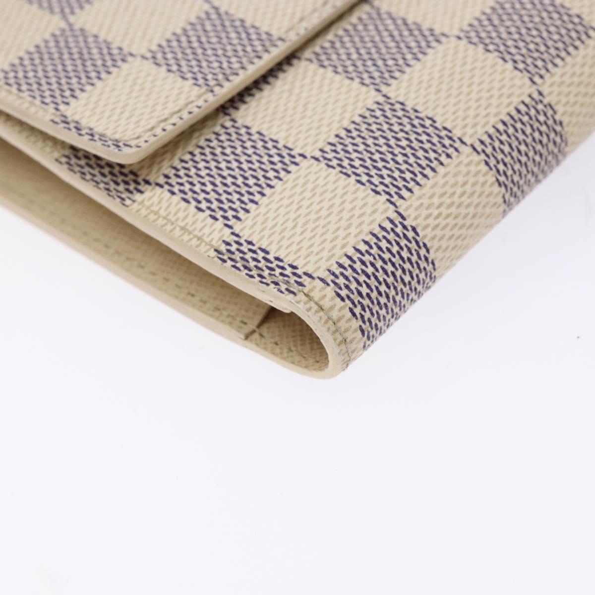 LOUIS VUITTON Damier Azur Porte Tresor International Wallet M61215 Auth ki5974