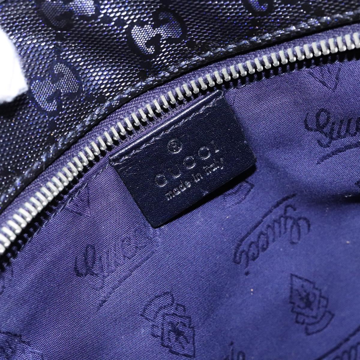 GUCCI GG implementation Tote Bag PVC Navy Silver 211133 Auth ki5982
