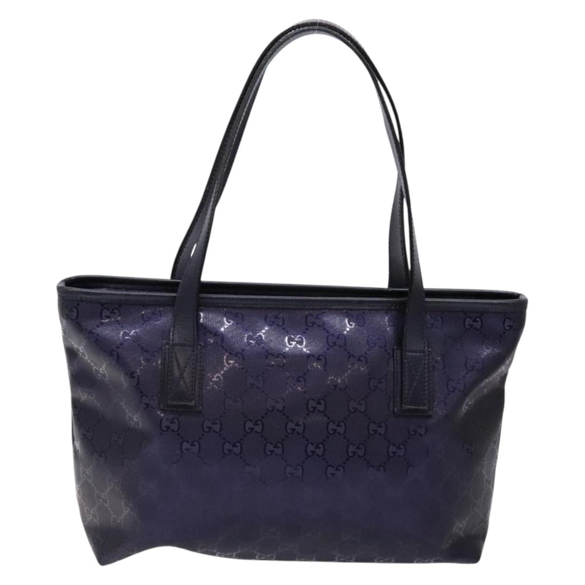 GUCCI GG implementation Tote Bag PVC Navy Silver 211133 Auth ki5982