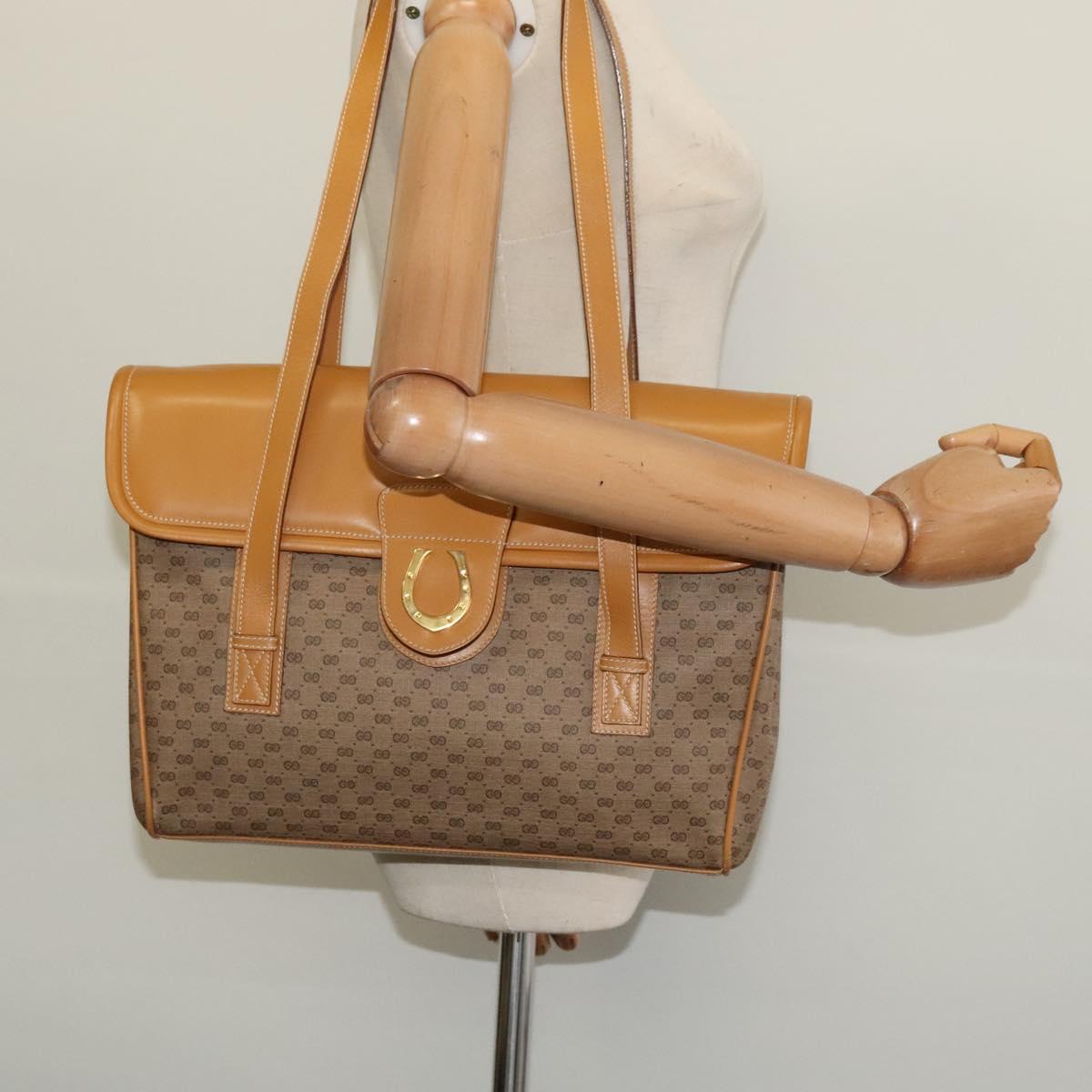 GUCCI Micro GG Supreme Hand Bag PVC Beige Gold 001 115 1199 Auth ki5990
