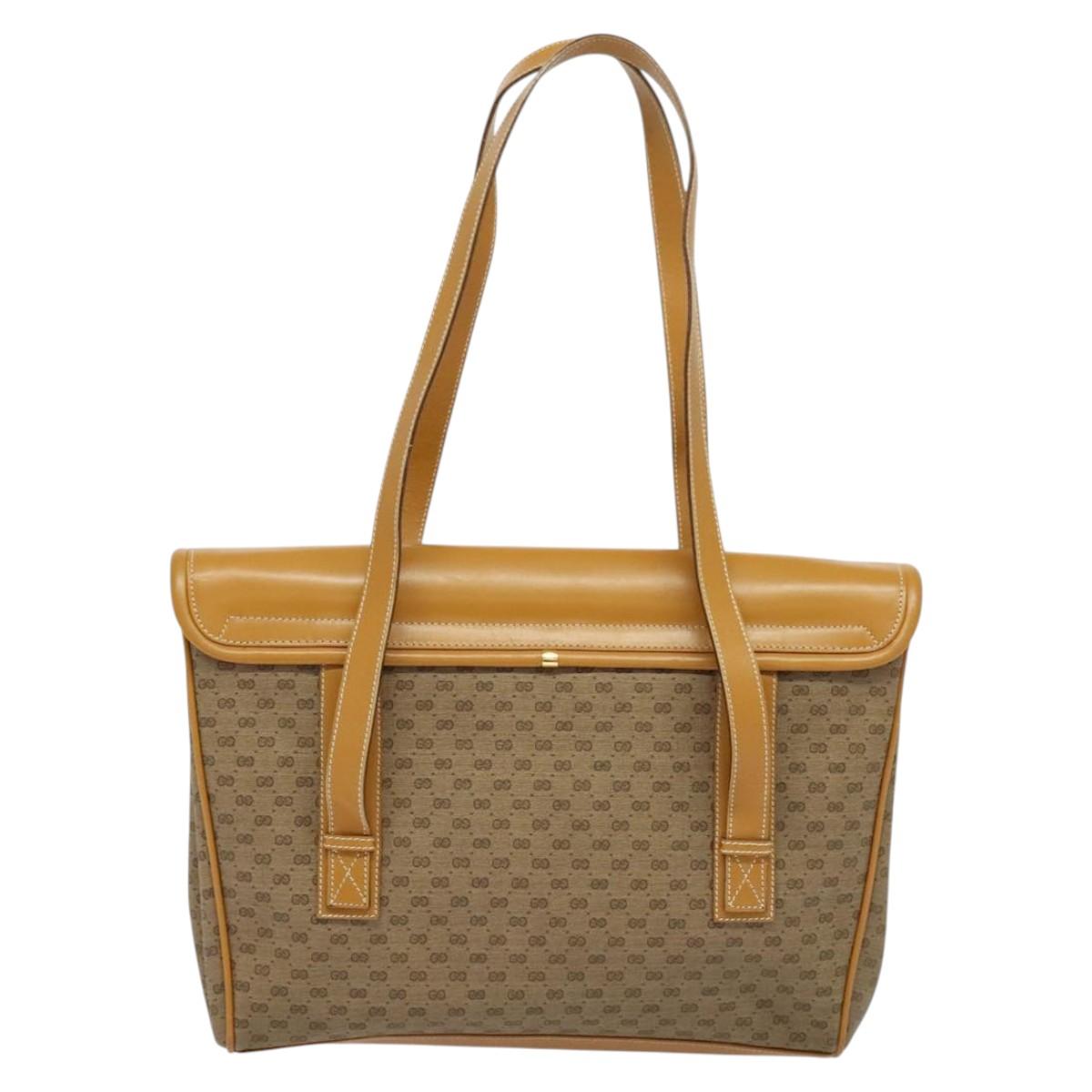 GUCCI Micro GG Supreme Hand Bag PVC Beige Gold 001 115 1199 Auth ki5990