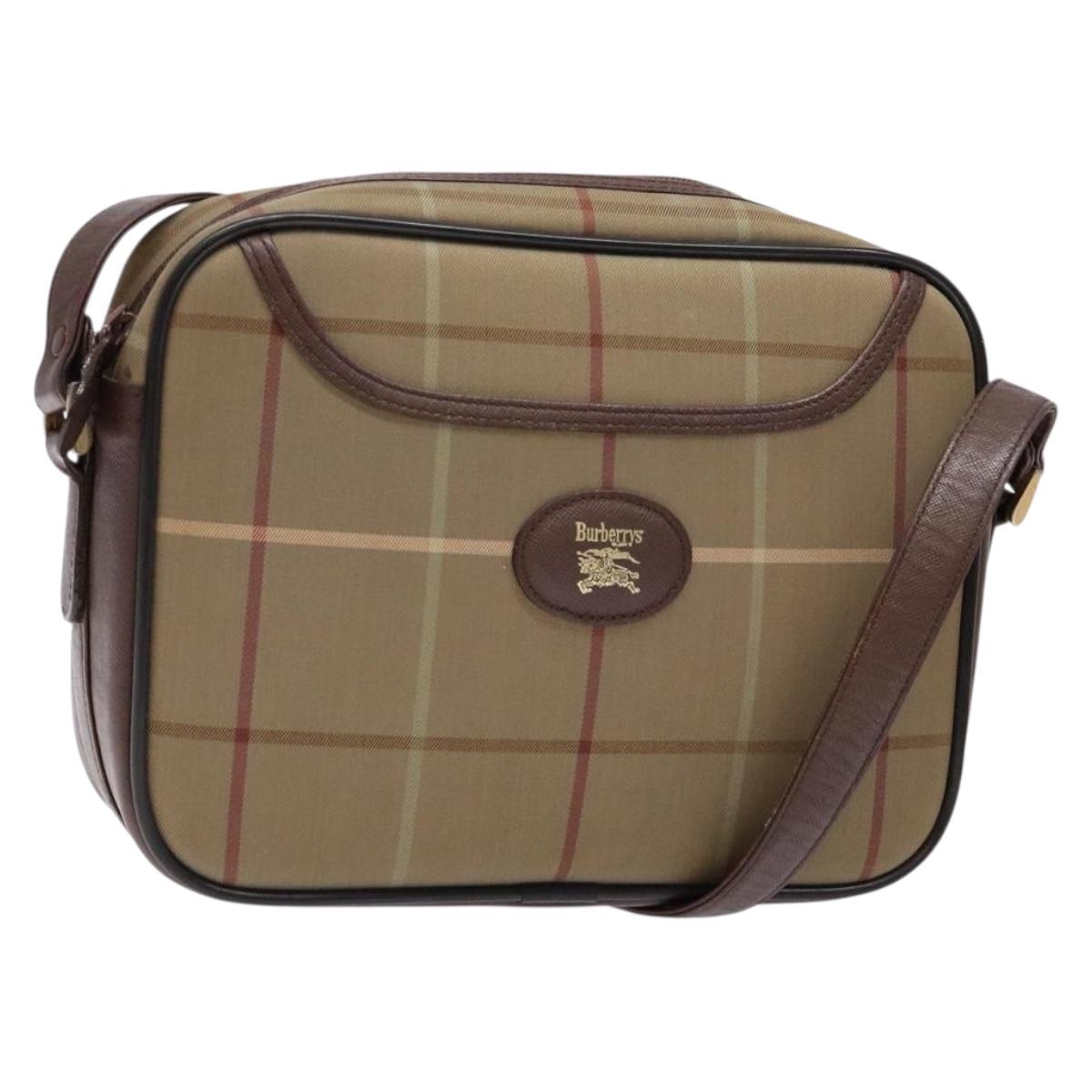 Burberrys Nova Check Shoulder Bag Canvas Beige Brown Auth ki5994