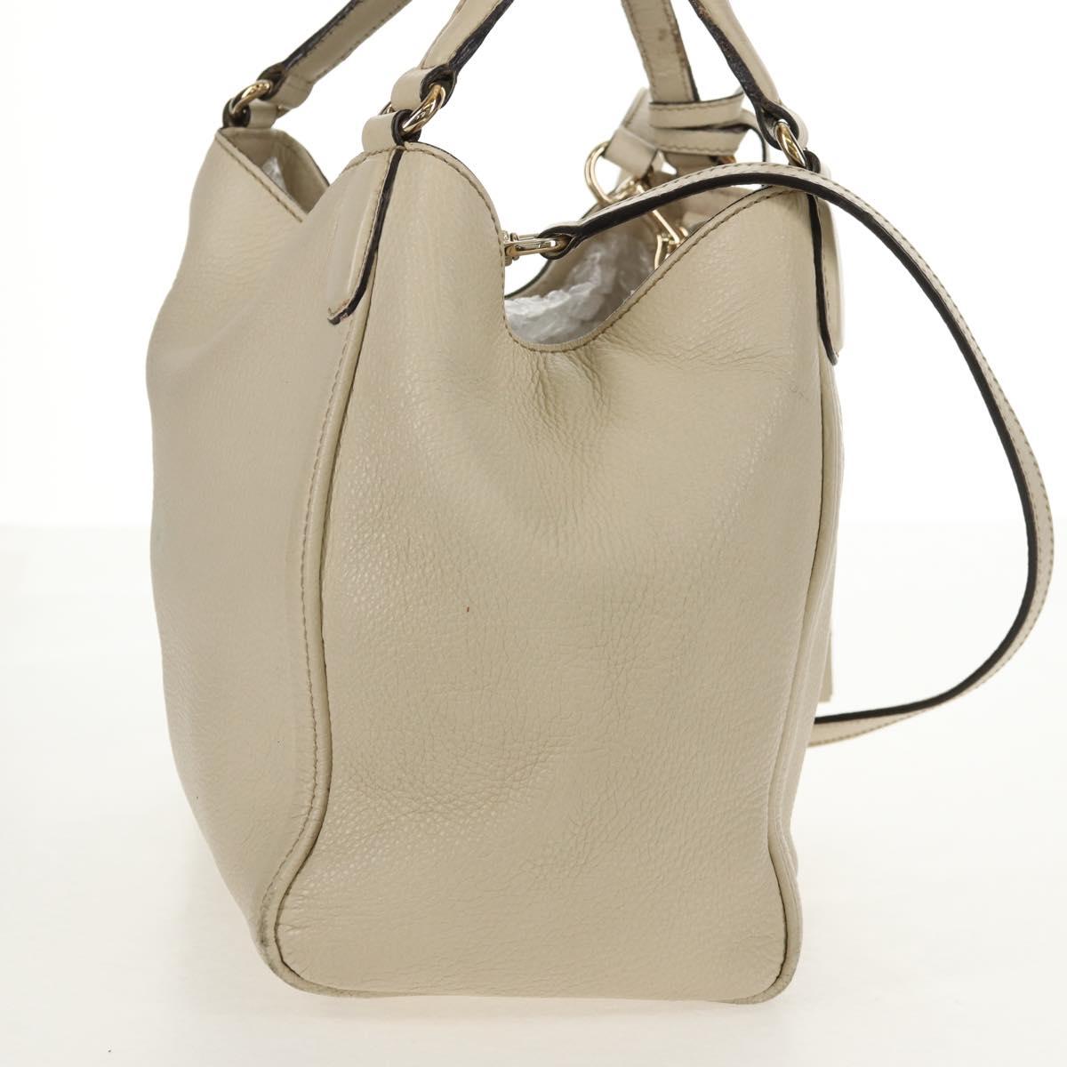 GUCCI Soho Shoulder Bag Leather 2way White Auth ki5995