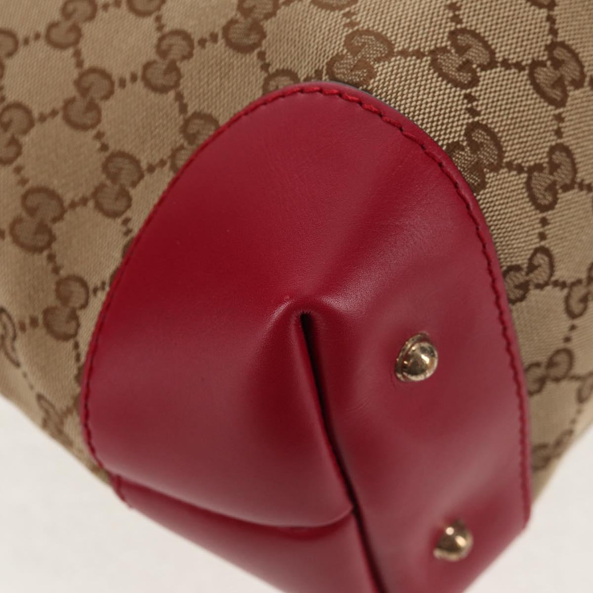 GUCCI GG Canvas Heart bit Tote Bag 2way Beige Red Auth ki5996V