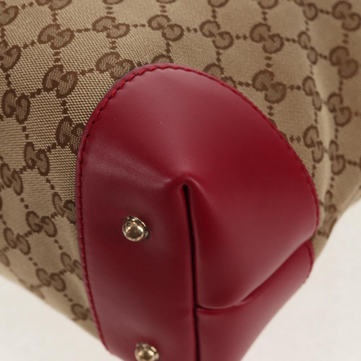 GUCCI GG Canvas Heart bit Tote Bag 2way Beige Red Auth ki5996V