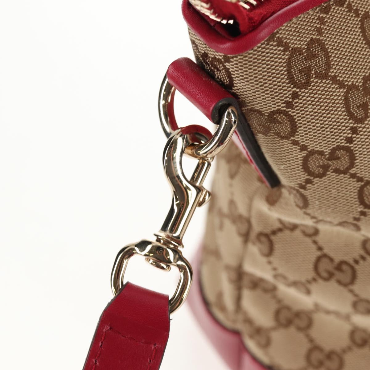 GUCCI GG Canvas Heart bit Tote Bag 2way Beige Red Auth ki5996V