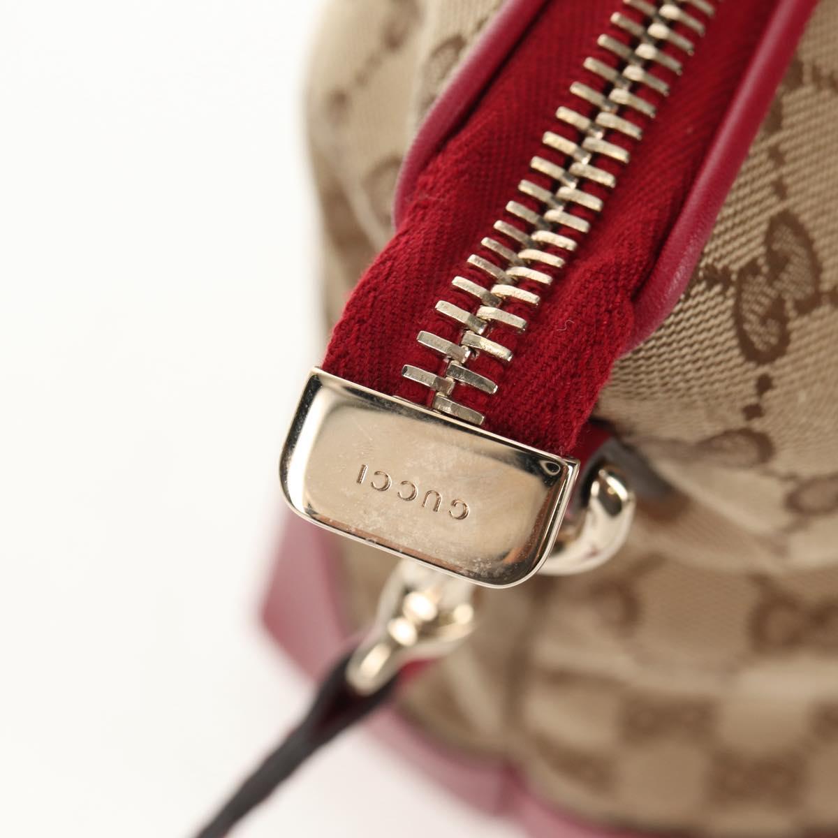 GUCCI GG Canvas Heart bit Tote Bag 2way Beige Red Auth ki5996V