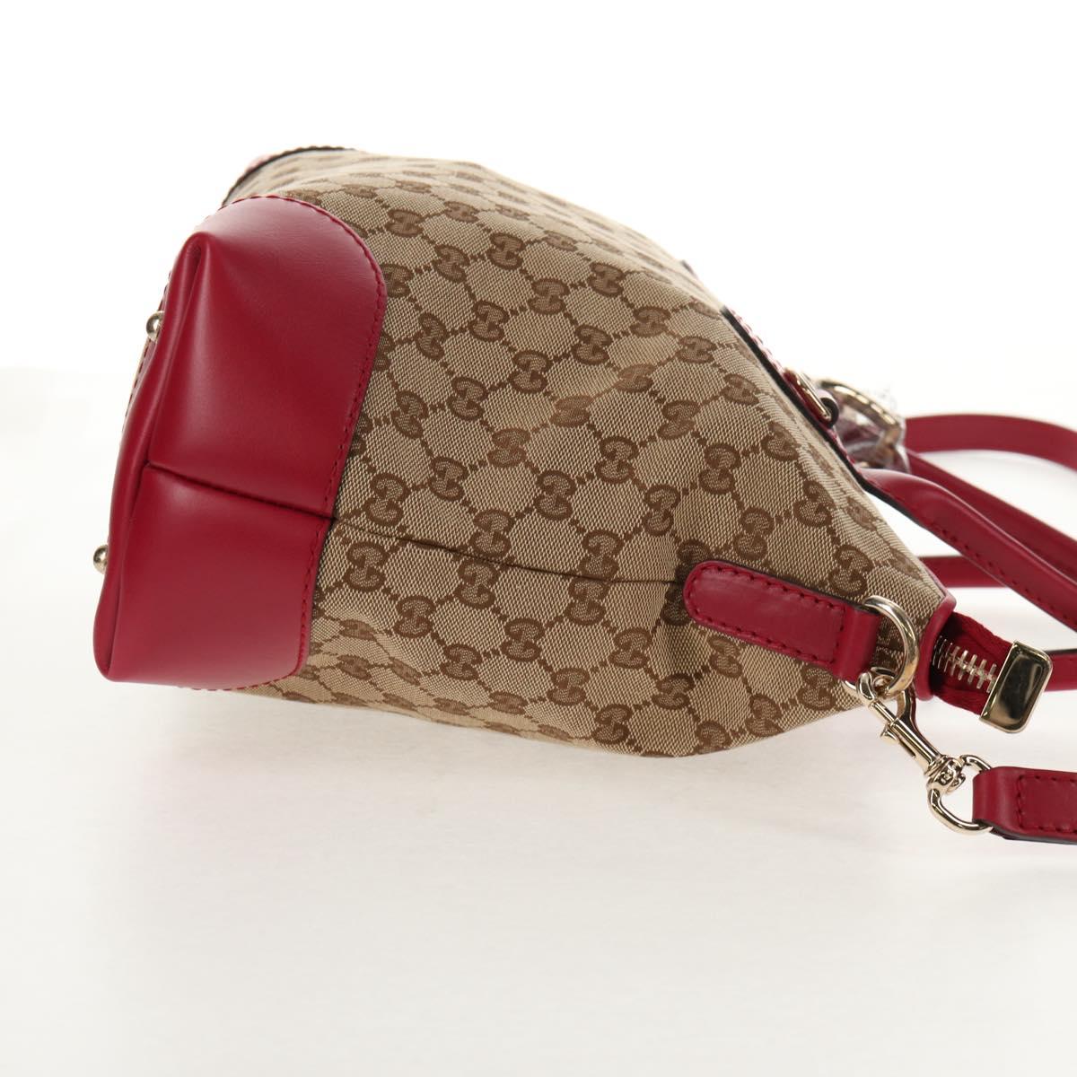 GUCCI GG Canvas Heart bit Tote Bag 2way Beige Red Auth ki5996V