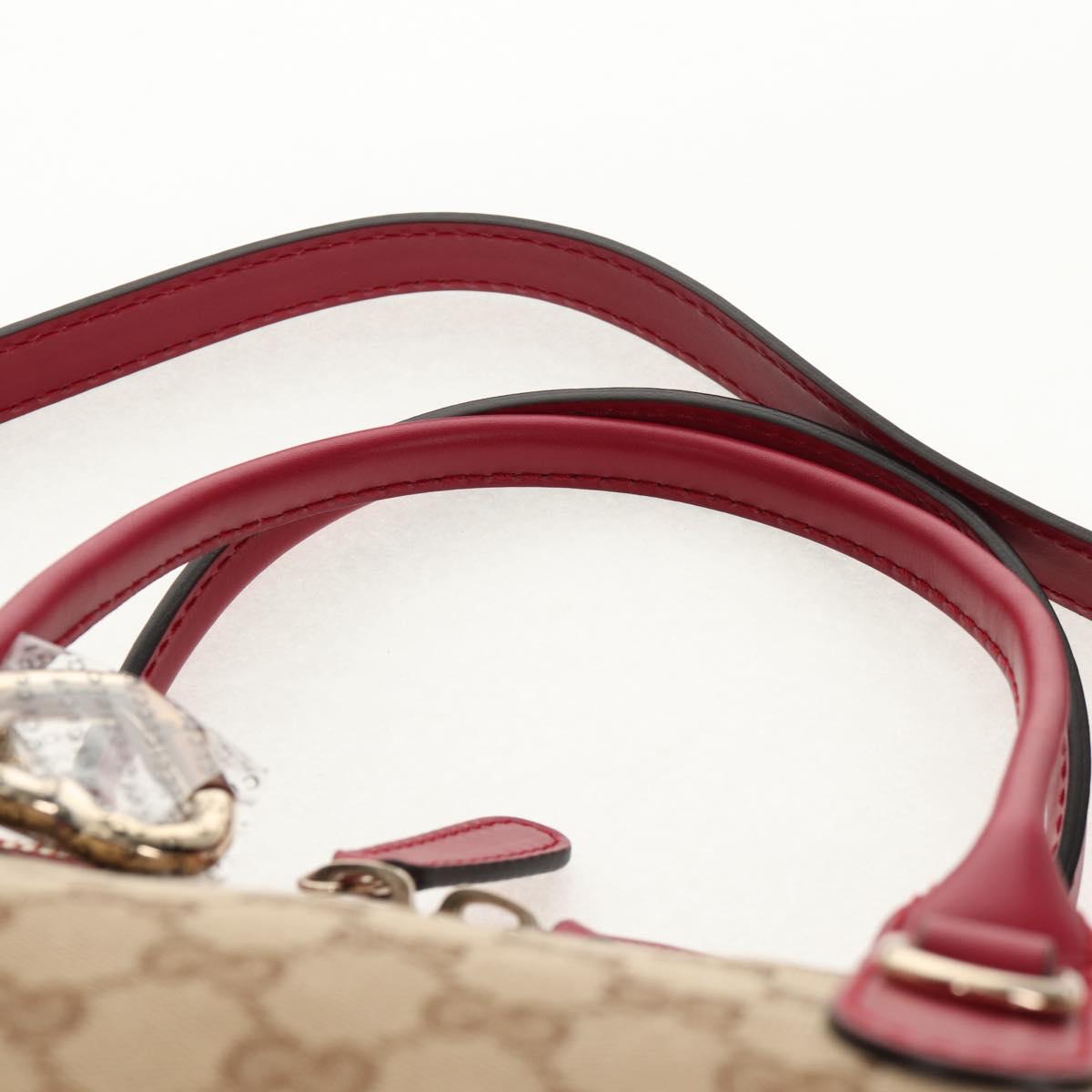 GUCCI GG Canvas Heart bit Tote Bag 2way Beige Red Auth ki5996V